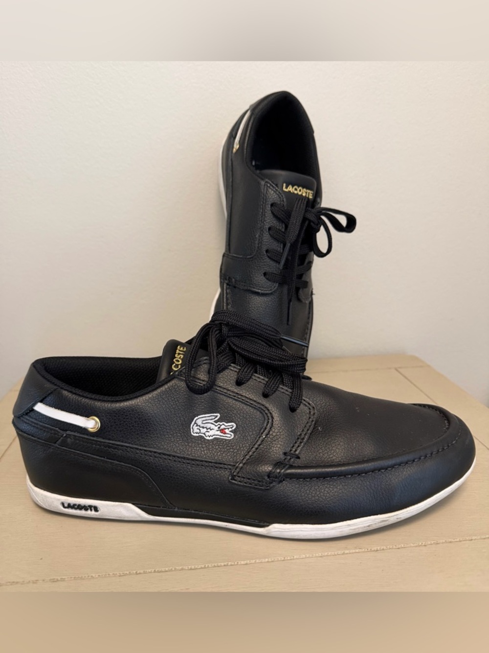 Lacoste Dreyfus AP SPM Boat Shoe Leather Sneakers size 9.5 GUC